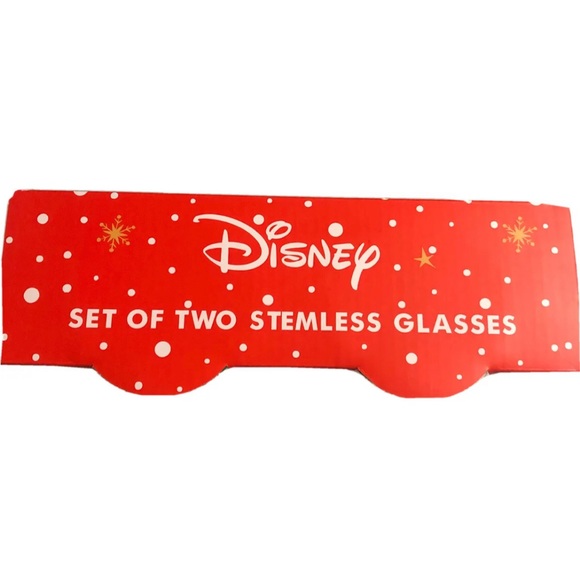 DISNEY Christmas MICKEY MOUSE & MINNIE MOUSE STEMLESS GLASSES SET OF 2 NEW - Picture 3 of 3